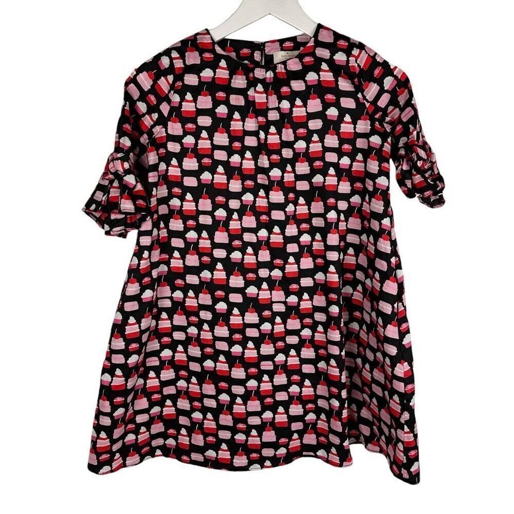 Kate Spade Girl's cupcakes & Cakes Bow Sleeve Dress size 10Y Cotton